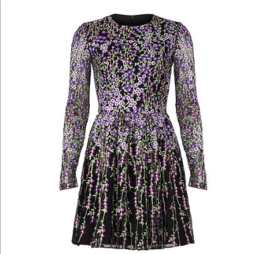 NWT Badgley Mischka Floral-Embroidered Dress - Picture 1 of 8